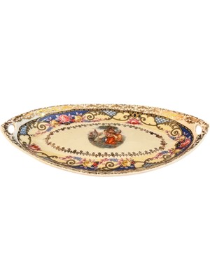 Avusturya Vienna Üretimi Porselen Minik Sunumluk Dekor Tabağı 15,5 cm Uzunluğunda.
