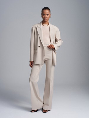 Dilvin 72655 Orta Belli Geniş Paça Pantolon-Taş