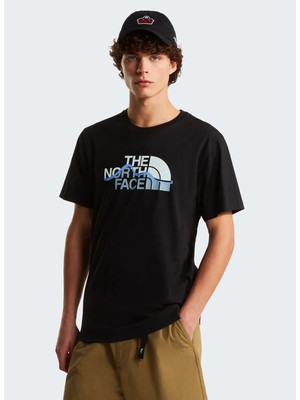 The North Face NF0A8GUXJK31-MOUNTAIN Lıne Slee Tee Siyah Yuvarlak Regular Fit Baskılı Erkek T-Shirt