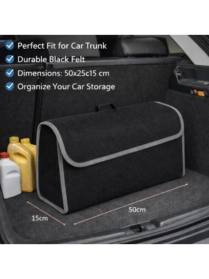 Meyzone Cırtcırtlı Gri Çizgili Araba Bagaj Çantası Dayanıklı Oto Halı Organizer 50x15x25 cm