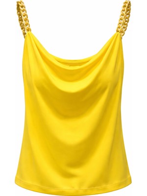 On Fashion Kadın Zincir Askılı Bluz - Sarı