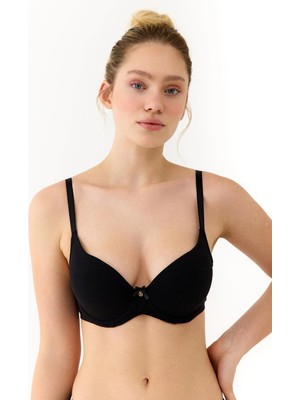 Amarelle Mila Siyah Pamuklu Sütyen- Balenli, Ayarlanabilir Askılı, Dolgusuz