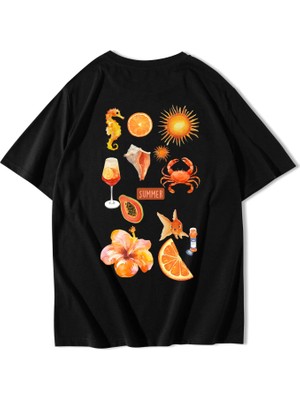 Brz Collection Unisex Oversize Summer Vibes T-Shirt Siyah