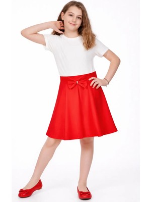 Sibel Günay Butik 23 Nisan & 29 Ekim Kız Çocuk Kırmızı Kloş Etek – Bel Lastikli Şık Günlük & Özel Gün Eteği