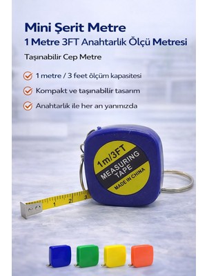 Popüler Sepet Mini Şerit Metre 1 Metre 3ft Anahtarlık Ölçü Metresi Taşınabilir Cep Metre 1 Adet