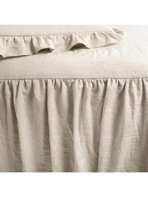 Lush Fırfırlı Etek Yatak Örtüsü Şık Çiftlik Evi Tarzı Hafif 3 Parça Set, California, Nötr