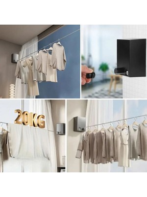 Özfırat Pvc Yapı Buffer® Teleskopik Çamaşır Kurutma Askısı, Pratik Geri Çekilebilir Çamaşır Ipi