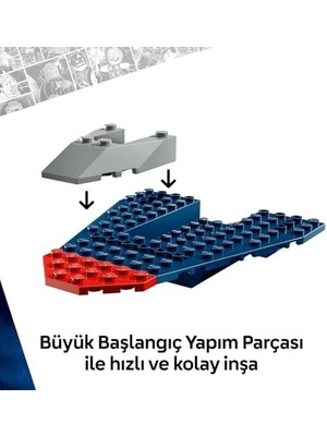 ǀ Kaptan Amerika, Thanos'a Karşı 76319 – 4 Yaş ve Üzeri Süper Kahraman ve Uzay Gemisi Hayranı Çocuklar Için Eğlenceli Oyunlar Sunan Minifigürlü Yapım Seti, Harika Hediye Fikri (107 Parça)