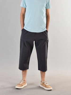 Duxa %100 Pamuk Keten Kumaştan Beli Lastikli ve Bağcıklı Erkek Rahat Kalıp Bol Kesim Günlük Ev Dış Spor Yazlık Baharlık Giyim Hambez Diz Altı Kapri Bermuda Şort Pantolon Eşofman Altı