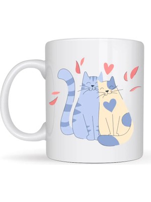 Özfırat Pvc Yapı Sevimli Aşık Kediler Desenli Porselen Kupa Model 42 – Love Cats Tasarım Sevgiliye Hediye, Kahve & Çay Kupası