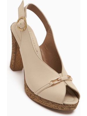 Limoya Bernis Hakiki Deri Tokalı Platform Topuklu Kadın Ayakkabı