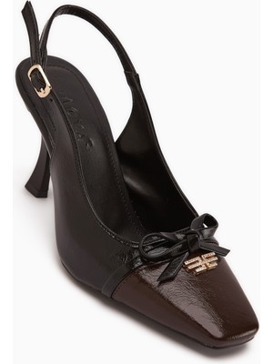 Limoya Emila Siyah Fiyonklu Kadın Topuklu Ayakkabı