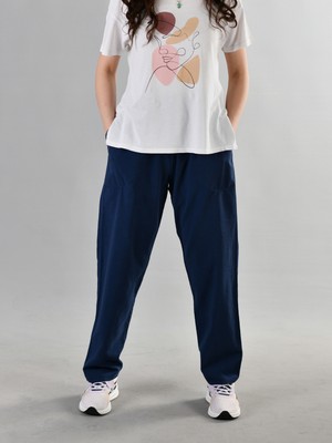 Duxa %100 Pamuk Keten Kumaştan Beli Lastikli ve Bağcıklı Kadın Rahat Kalıp Bol Kesim Günlük Ev Dış Spor Hac Umre Yazlık Baharlık Giyim Hambez Pantolon Eşofman Altı