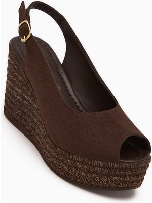 Limoya Caty Kahve Süet Dolgu Topuklu Kadın Sandalet