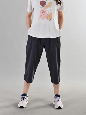 Duxa %100 Pamuk Keten Kumaştan Beli Lastikli ve Bağcıklı Kadın Rahat Kalıp Bol Kesim Günlük Ev Dış Spor Yazlık Baharlık Giyim Hambez Diz Altı Kapri Bermuda Şort Pantolon Eşofman Altı