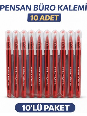 Popüler Sepet Pensan Büro 2270 Kırmızı Tükenmez Kalem 1.0 mm Medium Yerli Üretim 10 Adet