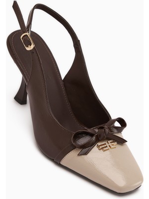 Limoya Emila Kahve Fiyonklu Kadın Topuklu Ayakkabı