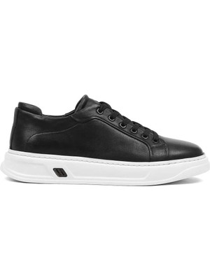 Celal Gültekin Erkek Siyah Kalın Tabanlı Deri Sneaker