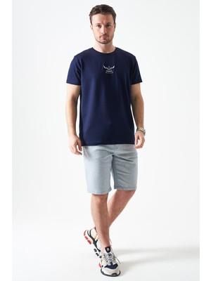 Tena Erkek Mavi Ip Bağlamalı Arka Çıtçıt Kapaklı Beş Cep Capri