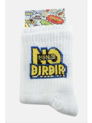 Zero Land Techmrt Birdir Yazılı Kolej Çorap 8*28 - Beyaz