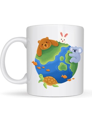 Özfırat Pvc Yapı Dostluk Dünyası Desenli Porselen Kupa Model 74 – Sevimli Hayvanlar Temalı, Renkli ve Neşeli Tasarım