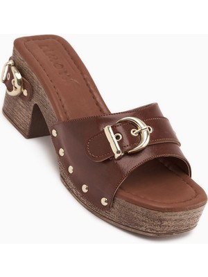 Limoya Edita Taba Kemer Detaylı Platform Topuklu Kadın Terlik