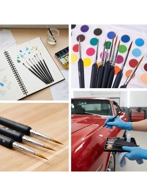 Özfırat Pvc Yapı Buffer®10 Adet Hobi ve Araba Rötüş Fırça Seti – Ince Detay Boyama, Model Yapımı ve Araç Çizik Giderme Için Çok Amaçlı Fırça Takımı