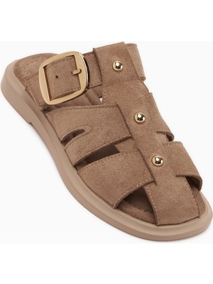 Limoya Joella Vizon Süet Tokalı Kadın Terlik