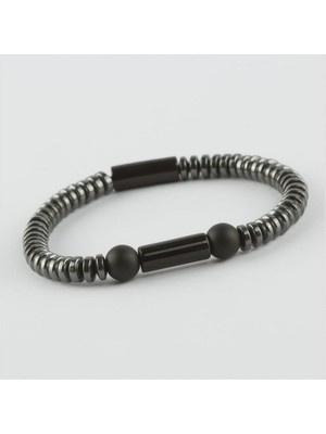 Zero Land Techmrt Hematit Doğaltaşlı Bileklik - Antrasit