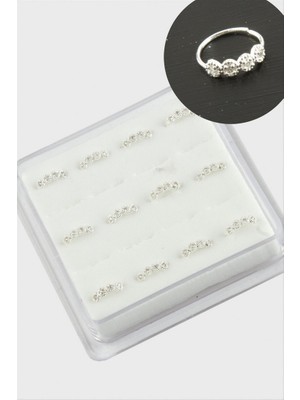 Zero Land Techmrt Zirkon Tek Taş Halka Gümüş Hızma 12 Adet - Gümüş Rengi