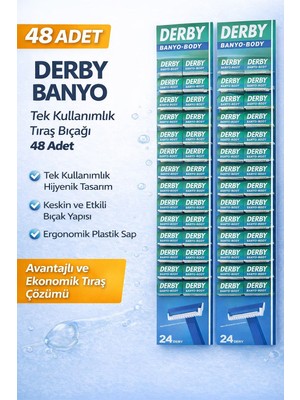 Popüler Sepet Derby Banyo Tek Kullanımlık Tıraş Bıçağı 48 Adet Avantajlı Ekonomik Paket Plastik Saplı Tıraş Jileti