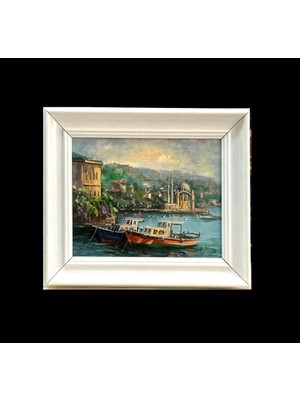 Pankart Ev Detay Istanbul Ortaköy Imzalı Yağlıboya Tablo 28.5X35 Ölçülerinde Çerçeveli