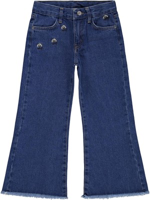 Civil Girls Çiçek Nakışlı 6-9 Yaş Pantolon - Mavi