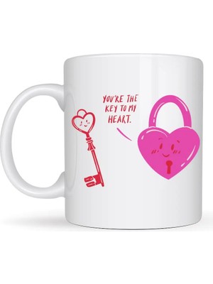 Özfırat Pvc Yapı Model 27 – You’re The Key To My Heart Tasarımlı Porselen Kupa - Sevgiliye Arkadaşa Özel Anlamlı Hediye