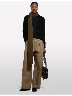 Sisley Viskoz ve Yün Karışımlı Önü Düğmeli Hırka Kadın Siyah Hırka - 325A102HM602Q