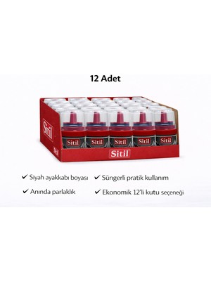 Popüler Sepet Sitil Classic Ayakkabı Boyası Siyah Parlatıcı Süngerli 12 Adet