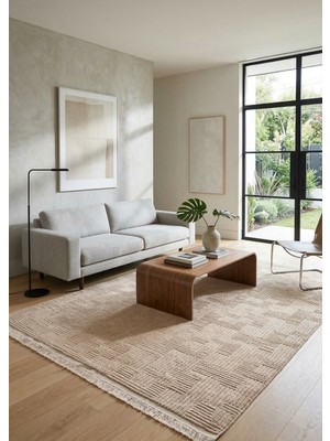 Çerkez Halı Bari Collection Şönil Halı Yumuşak Kaymaz Taban Salon Oturma Odası Halısı Kahve 01 BR04