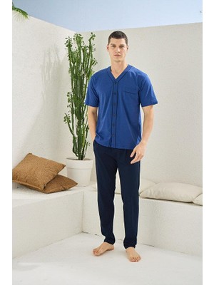 Kly Erkek Indigo Kısa Kol Pijama Takımı 2113