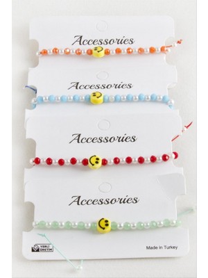 Zero Land Techmrt Emoji Inci Kristal Makrome Ip Bileklik - Turuncu