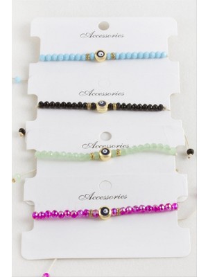 Zero Land Techmrt Nazar Kristal Makrome Ip Bileklik 6 mm - Krem