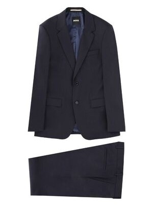 Boss Erkek Dar Kesim Yünlü Uzun Kollu Lacivert Takım Elbise 50557253-404