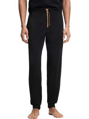 Boss Erkek Işlemeli Logolu Esnek Pamuklu Paçası Lastikli Siyah Eşofman Altı 50515305-002