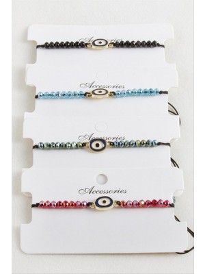 Zero Land Techmrt Nazar Kristal Makrome Ip Bileklik - Mor