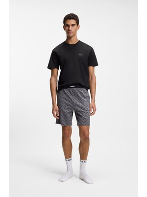 Boss Erkek Normal Kalıp Pamuklu Logo Detaylı Koyu Gri Pijama Takımı 50557174-026