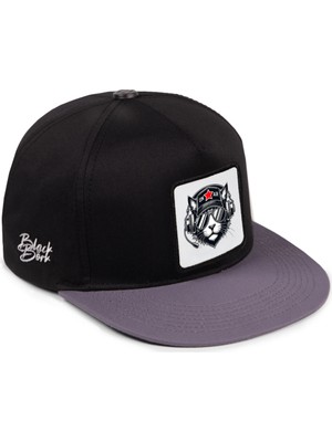 BlackBörk Kedi Logolu Gri-Siyah Hip Hop Şapka