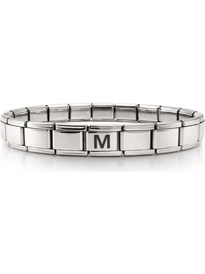 Özfırat Pvc Yapı M Harfli Çelik Bileklik – Kişiye Özel Baş Harf Bileklik – Paslanmaz Çelik Zarif Bileklik