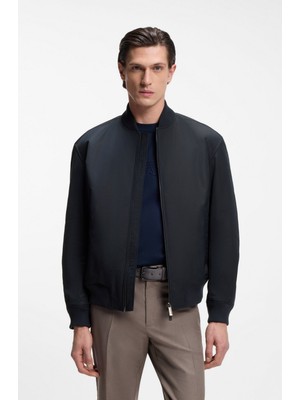 Boss Erkek Su Geçirmez Kumaş Normal Kalıp Bomber Lacivert Ceket 50553642-404