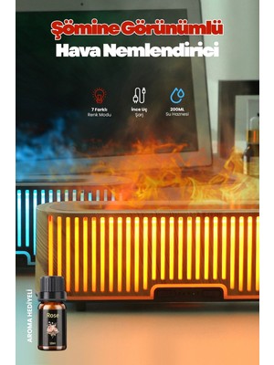 Concord Hava Nemlendirici Şömine Efektli Gece Lambası Koku Dağıtıcı Relax Aromaterapi Difüzör