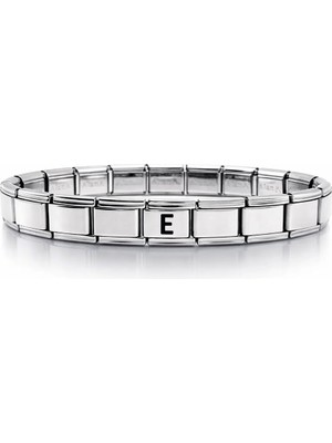 Özfırat Pvc Yapı E Harfli Çelik Bileklik – Kişiye Özel Paslanmaz Çelik Kadın Bileklik – Esnek Italyan Model