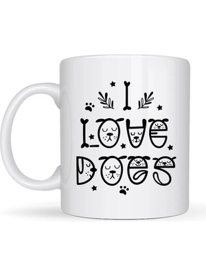 Özfırat Pvc Yapı I Love Dogs Tasarımlı Porselen Kupa Model 64 – Sevimli Köpek Figürlü, Kahve & Çay Kupası